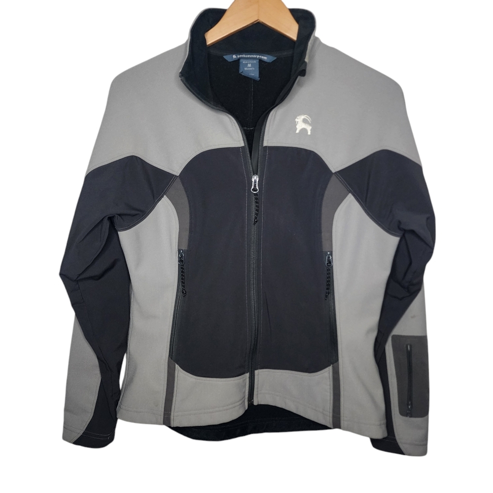 BackCountry Womens Medium Grey & Black Full Zip Up‎ Softshell Snow Jacket